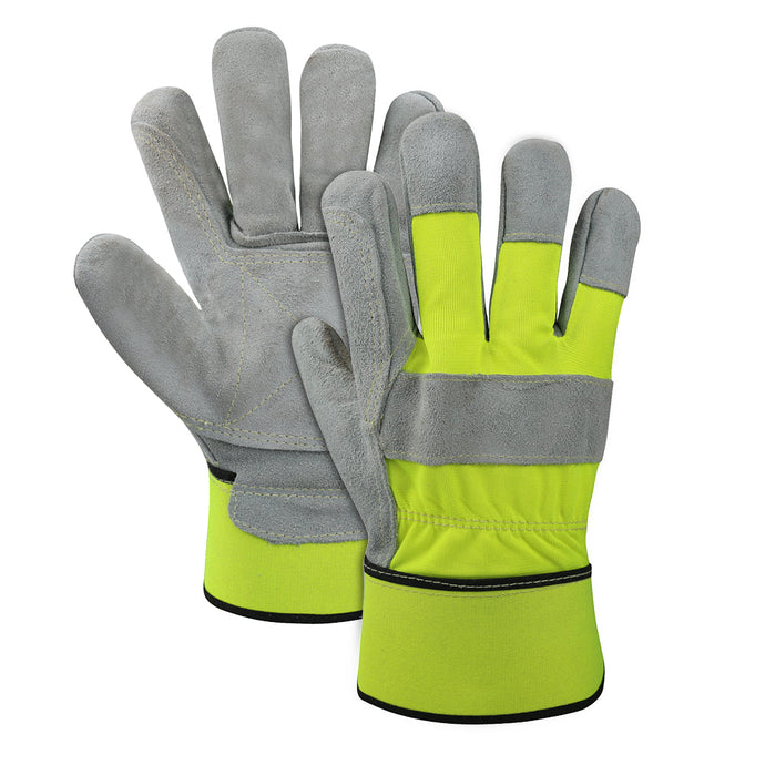 Hi-Viz Grade A/B split cowhide double layered palm gloves - Size L