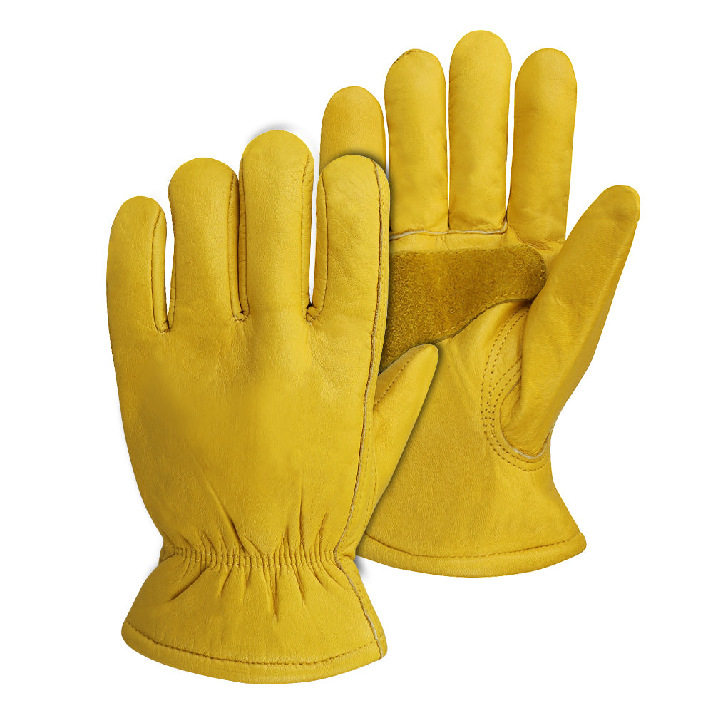 Heavy Duty Top Grain Cowhide Work Gloves with Reinforced Extra Palm Patch